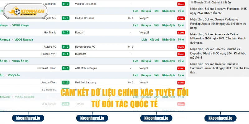 Cam kết dữ liệu chính xác tuyệt đối từ đối tác quốc tế 