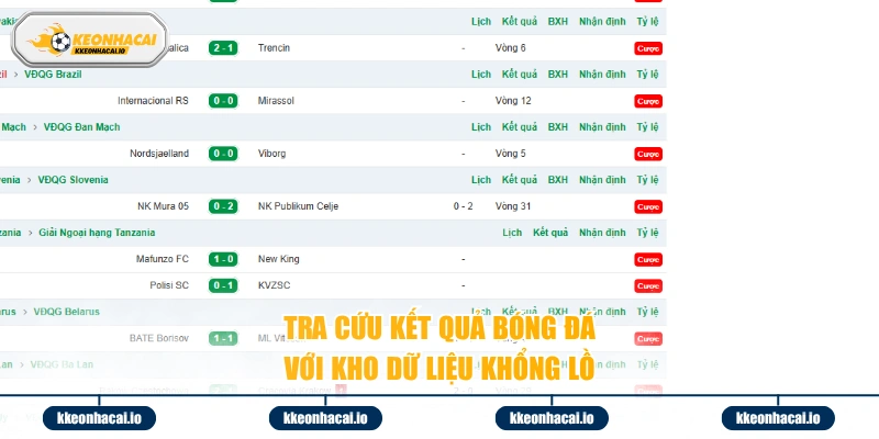 Tra cứu kết quả bóng đá với kho dữ liệu khổng lồ 
